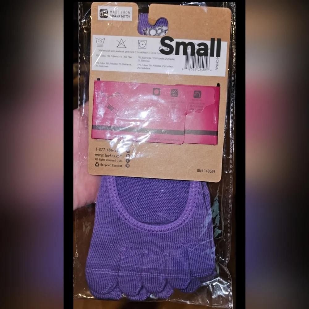 One-Women's Full Toe Grip Small Lt Purple Bellarina Socks Toesox NWT FINAL SALE